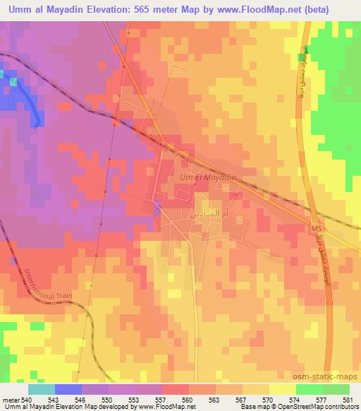 Umm al Mayadin,Syria Elevation Map