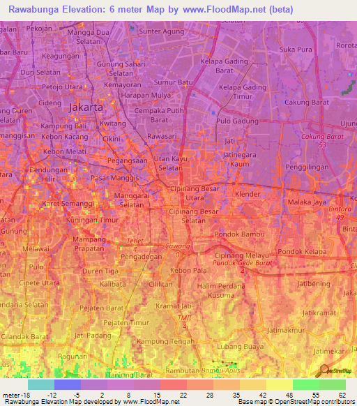 Rawabunga,Indonesia Elevation Map