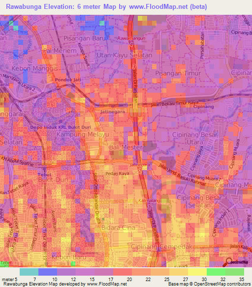 Rawabunga,Indonesia Elevation Map