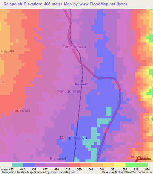 Rajapolah,Indonesia Elevation Map