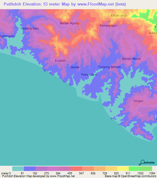Putihdoh,Indonesia Elevation Map