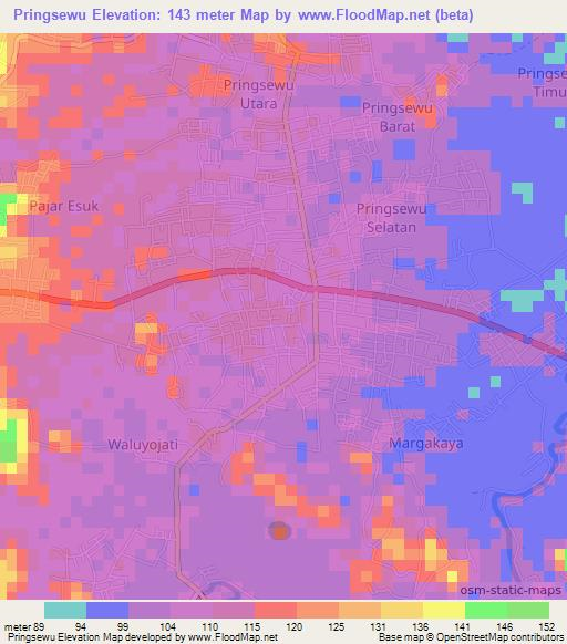 Pringsewu,Indonesia Elevation Map
