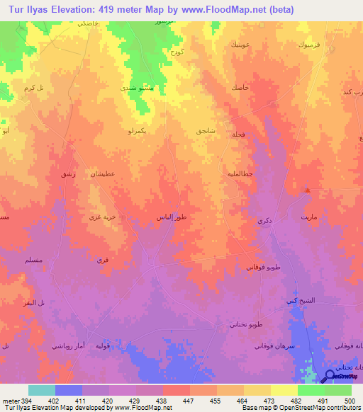 Tur Ilyas,Syria Elevation Map