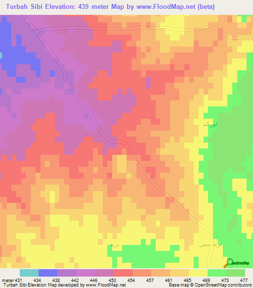 Turbah Sibi,Syria Elevation Map