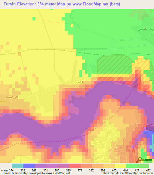 Tumin,Syria Elevation Map