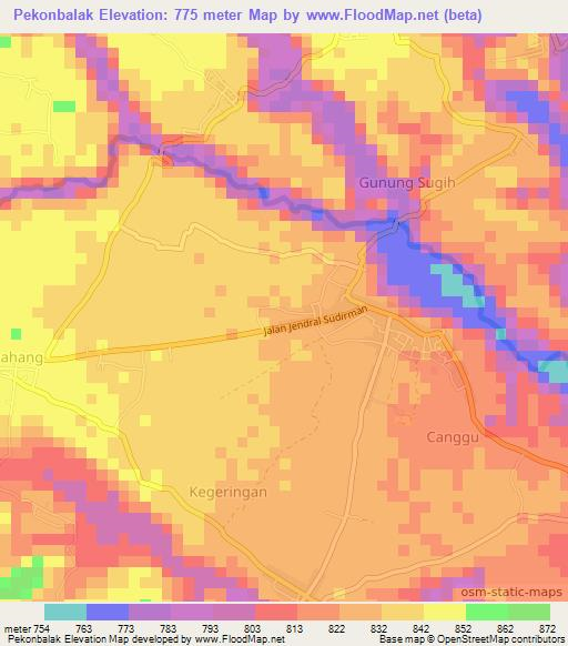Pekonbalak,Indonesia Elevation Map
