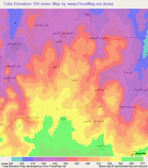 Tuba,Syria Elevation Map
