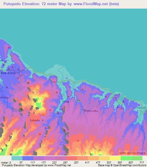 Putupedu,Indonesia Elevation Map