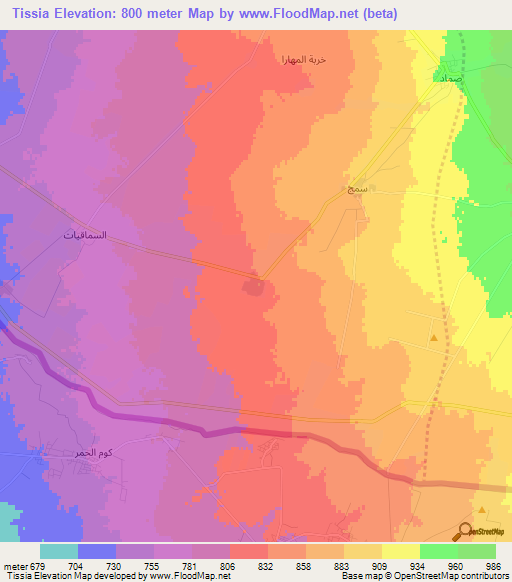 Tissia,Syria Elevation Map