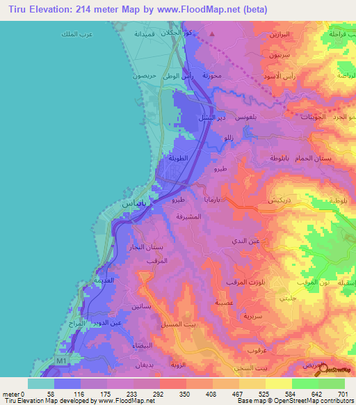 Tiru,Syria Elevation Map