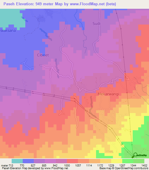 Paseh,Indonesia Elevation Map