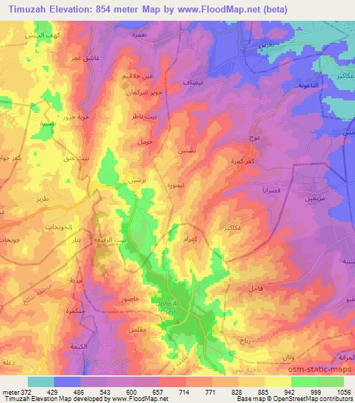 Timuzah,Syria Elevation Map