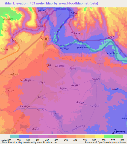 Tildar,Syria Elevation Map