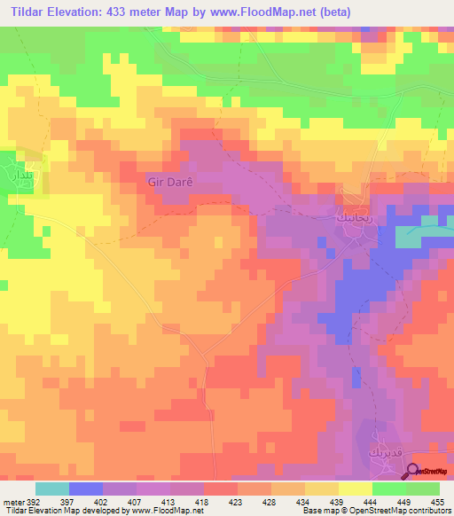 Tildar,Syria Elevation Map