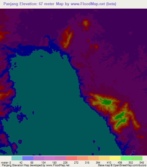 Panjang,Indonesia Elevation Map