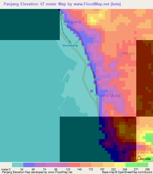 Panjang,Indonesia Elevation Map