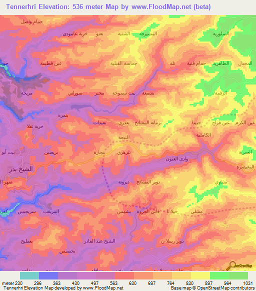 Tennerhri,Syria Elevation Map