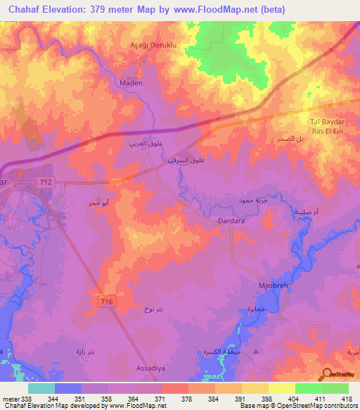 Chahaf,Syria Elevation Map