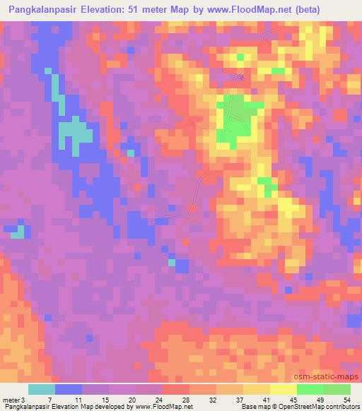 Pangkalanpasir,Indonesia Elevation Map