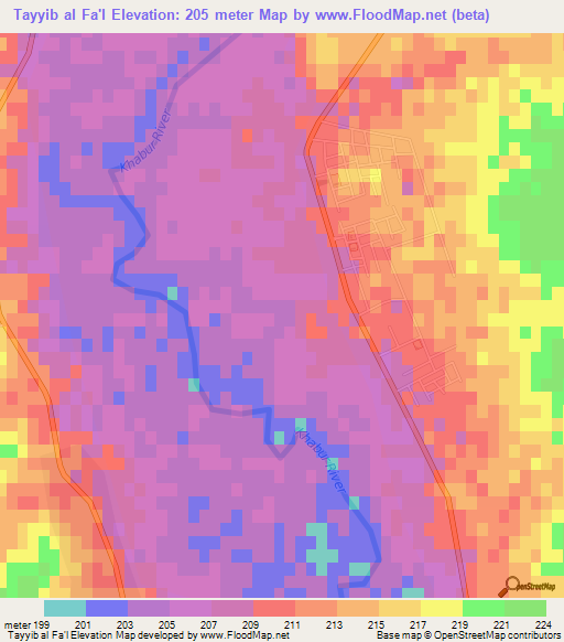 Tayyib al Fa'l,Syria Elevation Map