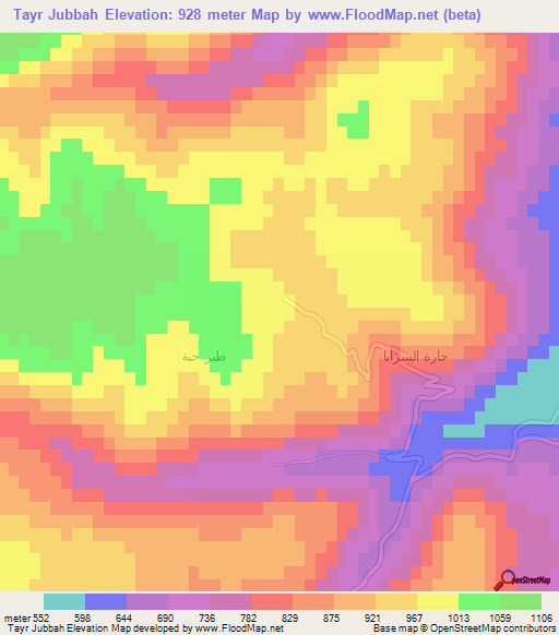 Tayr Jubbah,Syria Elevation Map
