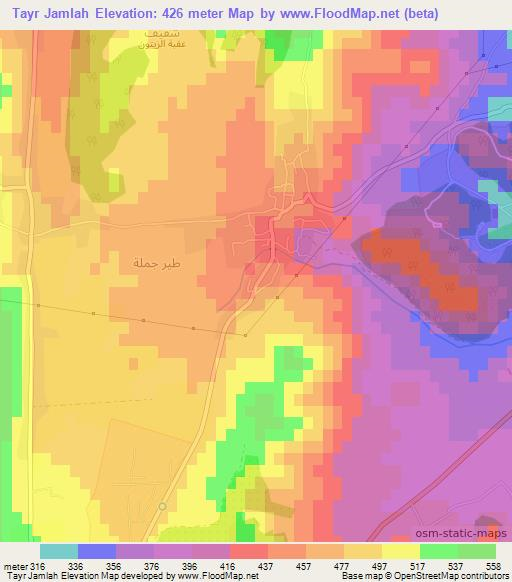 Tayr Jamlah,Syria Elevation Map