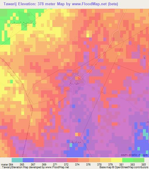 Tawarij,Syria Elevation Map