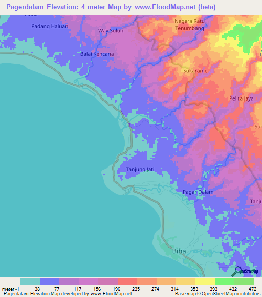 Pagerdalam,Indonesia Elevation Map