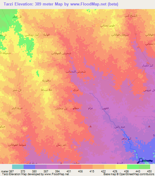 Tarzi,Syria Elevation Map