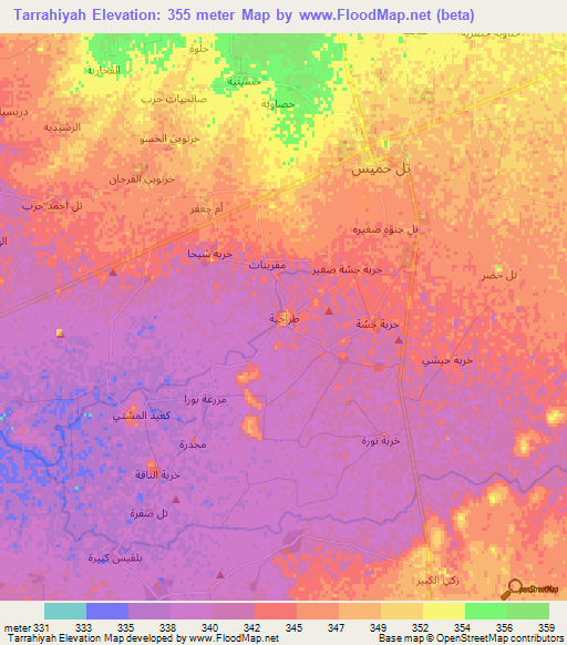Tarrahiyah,Syria Elevation Map