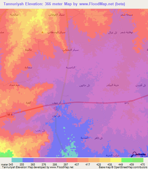 Tannuriyah,Syria Elevation Map