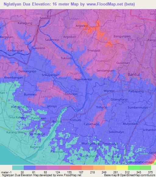Nglatiyan Dua,Indonesia Elevation Map