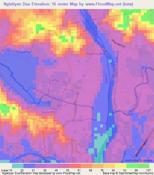 Nglatiyan Dua,Indonesia Elevation Map