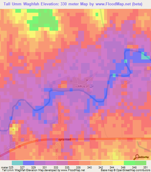 Tall Umm Waghfah,Syria Elevation Map