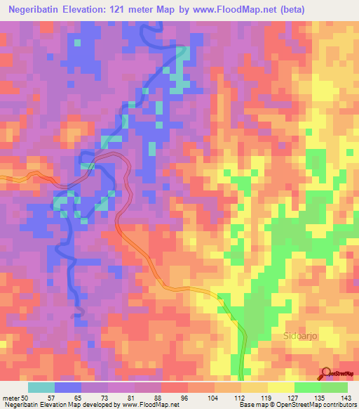 Negeribatin,Indonesia Elevation Map