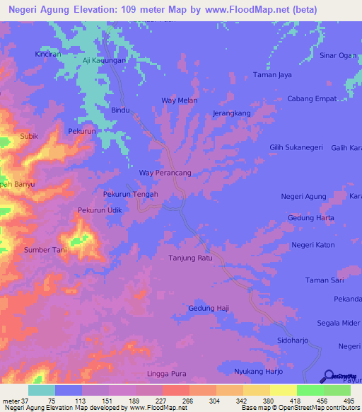 Negeri Agung,Indonesia Elevation Map