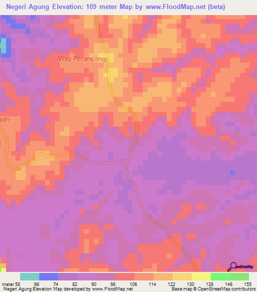 Negeri Agung,Indonesia Elevation Map