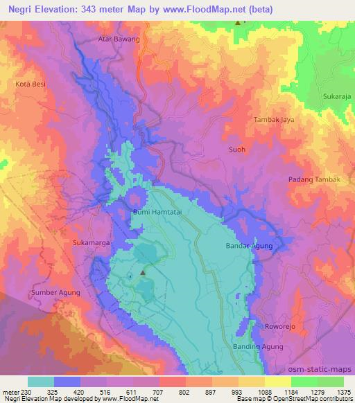 Negri,Indonesia Elevation Map