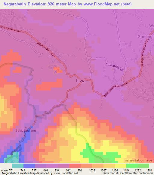 Negarabatin,Indonesia Elevation Map