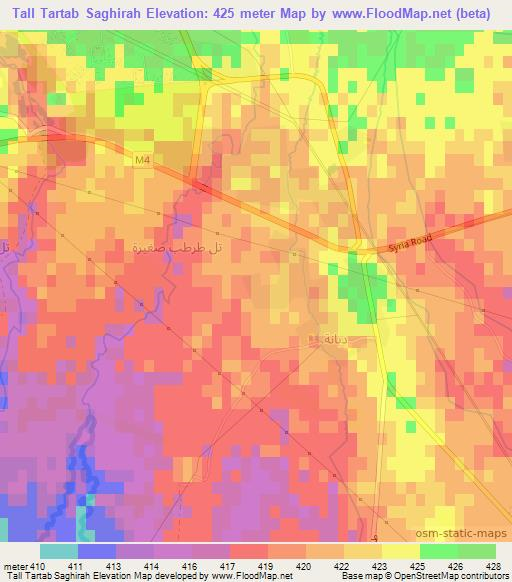 Tall Tartab Saghirah,Syria Elevation Map