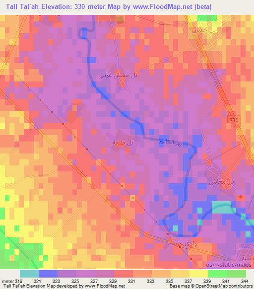 Tall Tal`ah,Syria Elevation Map