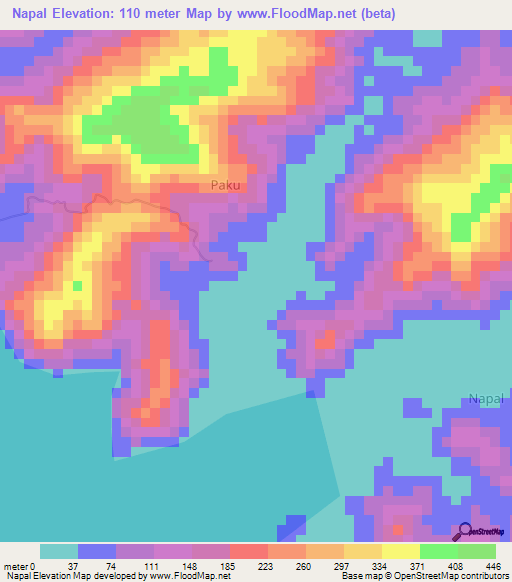 Napal,Indonesia Elevation Map