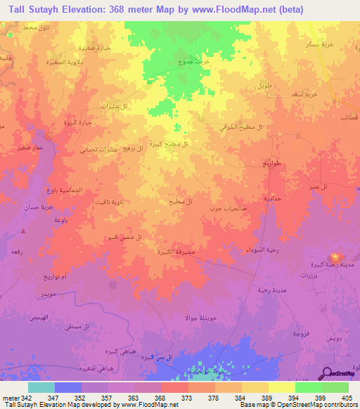 Tall Sutayh,Syria Elevation Map