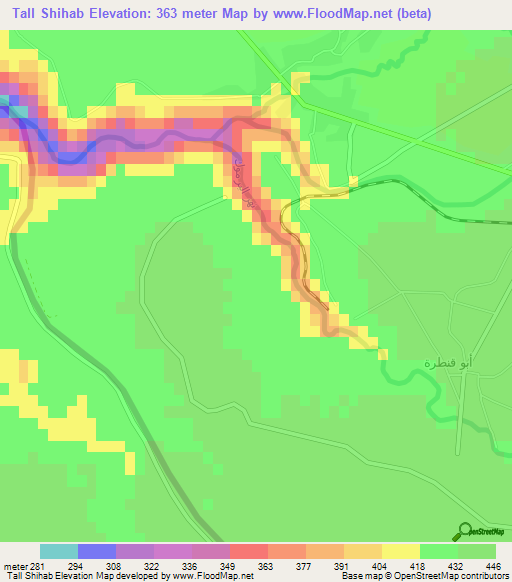 Tall Shihab,Syria Elevation Map
