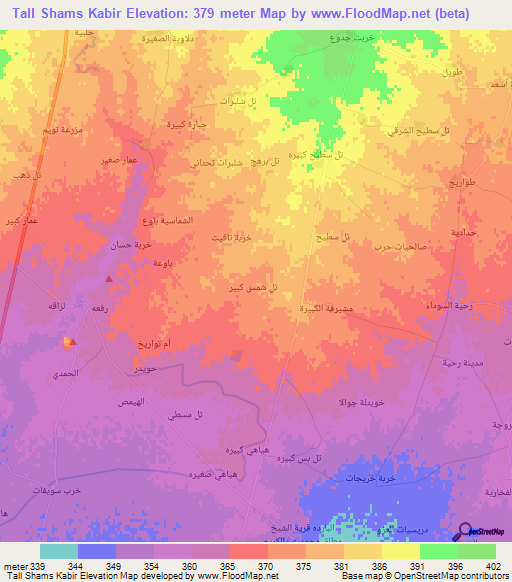 Tall Shams Kabir,Syria Elevation Map