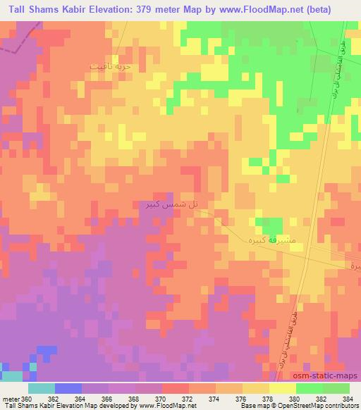 Tall Shams Kabir,Syria Elevation Map