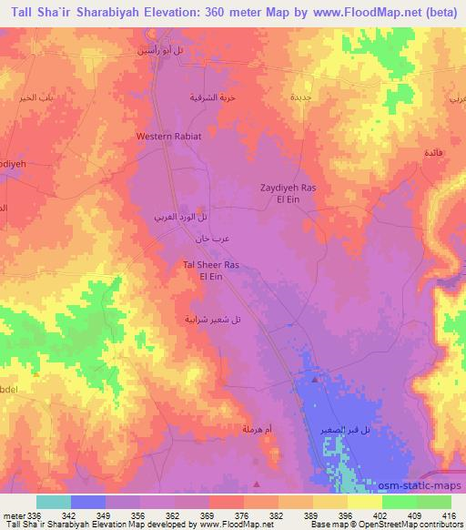 Tall Sha`ir Sharabiyah,Syria Elevation Map