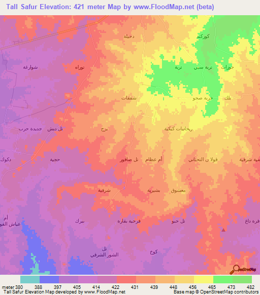 Tall Safur,Syria Elevation Map