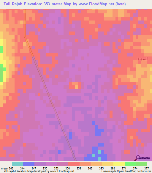 Tall Rajab,Syria Elevation Map