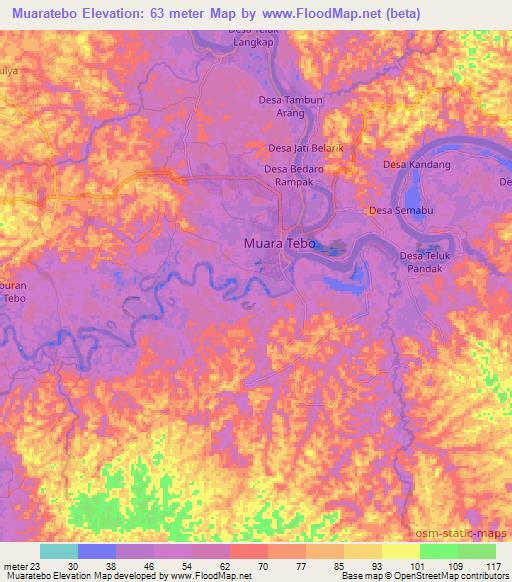 Muaratebo,Indonesia Elevation Map